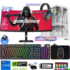 Resim Xaser Delux X107 I7 14700F 16GB Ddr5 Ram 512GB M.2 Nvme SSD 6gb RTX3050 34" 180Hz Sıvı Soğutmalı Oyuncu Bilgisayarı 