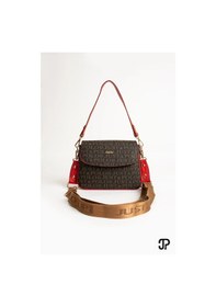 Resim Just Polo Kadın Baskılı Ayarlanabilir Askılı El & Omuz Çantası Ebat : 26 X 13 Cm Shopper Kahve Kırmızı 