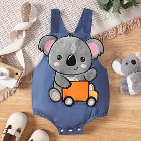 Resim Sevimli Koala Bebek Tulumu - Yenidoğan ila Bebek, Tek Omuz Tasarımı, Yumuşak Kumaş, Karikatür Koala Deseni, Bahar/Sonbahar için Mükemmel, Bebek Giyim | Koala Teması | Yumuşak Yapı, Açık Hava için 