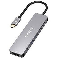 Resim Omars 6 Port Type-C USB 3.1 PD 4K HDMI Video Transferi SD/TF Kart Uyumlu Hub Dönüştürücü Adaptör 