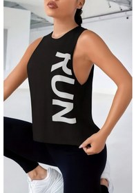 Resim Ghassy Co. Kadın Run Nefes Alabilir Koşu Egzersiz Kolsuz Spor Atlet Siyah 