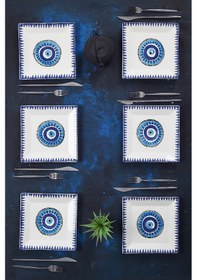 Resim Piatti Naturali 6'lı Nazar Pasta Tabak Seti Tatlı Sunum Seti Servis 20cm 