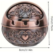 Resim Xuweiwei 1pc Vintage Metal Kapaklı Kül Tablası - Dekoratif, Yer Tasarrufu, Kolay Temizlik, Oturma Odası İçin Benzersiz Tasarım, Dikdörtgen Şekil, Elektriksiz 