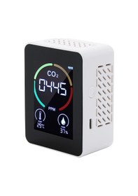 Resim Folinda Küçük Usb Li-poly Bataryalı Beyaz Co2, Sicaklık Ve Nem Tespit Cihazı - Hava Kalitesi İzleyici 400-5000ppm 