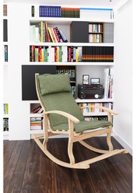 Resim Mobildecoaş Mobildeco Padişah Ahşap Sallanan Sandalye Yeşil - Doğal Yeşil 