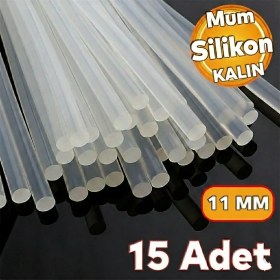 Resim Virnex Kalın Şeffaf Sıcak Mum Silikon 11MM 30CM 15 Adet (11MM Tabancalar Içindir) 