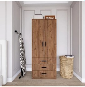 Resim Easy Atlantik Çam 2 Kapılı 3 Çekmeceli Gardırop Atlantik Çam 