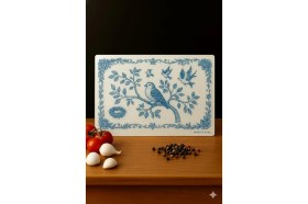 Resim Miabella Home Cam Kesme Tahtası Sofra & Mutfak Kesme Tahtası Sunum Tahtası Cam Doğrama Tahtası Sunumluk 