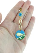 Resim biuti Yeni Araba Hediyesi, Metal Kuş Nazar Boncuğu Sonsuzluk Dikiz Ayna Süsü 