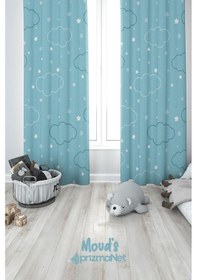 Resim Renkli Bulut Desenli Baskılı Çocuk Ve Bebek Odası Fon Perdesi 2 Kanat - Prd-14 Çok Renkli 