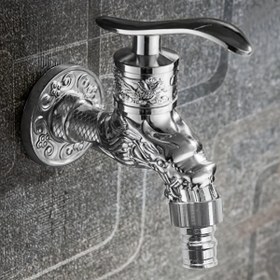Resim Avrupa Retro 304 Paslanmaz Çelik Musluk, Tek Soğuk Duvara Monte Musluk, Mutfak/Çarşaf Lavabosu/Yıkama Lavabosu/Dış Mekan Bahçesi için Uygun, Antika Tarzı Altın Banyo Mutfak Aksesuarları RV Banyo Muslukları 