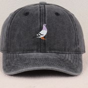 Resim VERG Nakışlı Güvercin Yıkanmış Beyzbol Şapkası, %100 Rayon, Ayarlanabilir Olgun Tarz Şapka, Günlük Kullanım İçin Şapka|Minimalist Tasarım 
