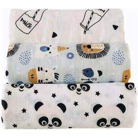 Resim 3 Adet 110X110 Çok Amaçlı Müslin Örtü Çok Renkli 