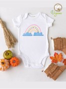 Resim Limon Boho Baby Gökkuşağı Desenli Organik Kısa Kol Çıtçıtlı Bebek Body 