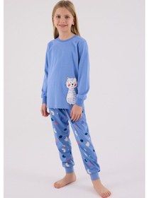 Resim Rolypoly Kız Çocuk Mavi Pijama Takımı Mavi 