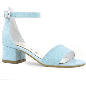 Resim Lilo Simli Mavi Tek Bantlı Kız Çocuk Topuklu Abiye Ayakkabı Mavi 