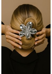 Resim Gümüş Renk Lotus Toka 7 Cm Çok Renkli 