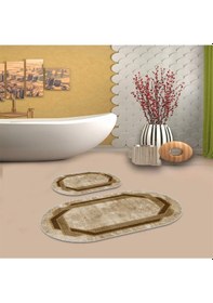 Resim Soğuk Kahve Kaymaz Taban Oval Banyo Paspas Takım Bb-125 çok renkli 