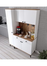 Resim Demre 5 Kapaklı 2 Çekmeceli Kahve Köşeşi Beyaz Tamamı Mdf 140 Cm Atlaş Çam Beyaz 