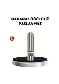 Resim Modern Otomatik Baharat Öğütücü Seti - Pilli, Paslanmaz Çelik, Led Aydınlatmalı Renkli 