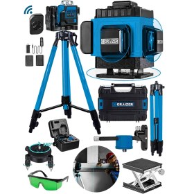 Resim Graizer Alman 128 Vf Tripodlu 12 Köşe Otomatik Hizalama Lazer Metre 360 Derece Yatay Dikey Çapraz Kumandalı Çantalı 