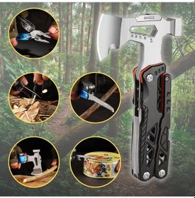 Resim Outdoor Kamp Çok Fonksiyonlu Balta Çakı Çekiç Pense Seti Siyah 