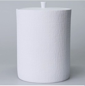 Resim Linen Çöp Kovası Beyaz Siyah 