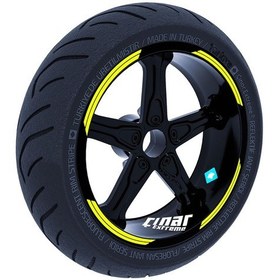 Resim Double Stripe Tasarımlı Floresan Sarı Jant Şeridi Sticker Çınar Extreme 