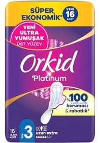 Resim Orkid Platinum Hijyenik Ped Uzun Boy 3 Süper Ekonomik Paket 16 Adet Ped 