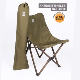 Resim Bag The Joy Ahşap Katlanır Antrasit İskelet Haki Kamp ve Bahçe Sandalyesi 