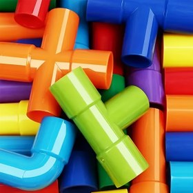 Resim 50 parça set, su borusu yapı bloğu yapboz oyuncak, eğitici oyuncak, su borusu ve nozul ve bağlantı yapısı, sınırsız tasarım beceri eğitici yapı bloğu seti, gençler için uygun, yaratıcı okula dönüş parti hediyesi, Halloween, Şükran Günü, Noel için uygun 
