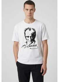 Resim Tommy Life Beyaz Ay Yıldız Baskılı Unisex T-shirt - 88510 