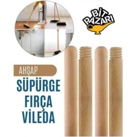 Resim Sağlam Çam Keresteden Ahşap Vileda Sapı 120CM, Dayanıklı ve Hafif Tasarım 