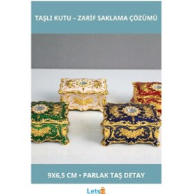 Resim Swarovski Taşlı Şık Kutu 9x6.5 Cm Dekoratif Eşya Saklama 1 Adet 