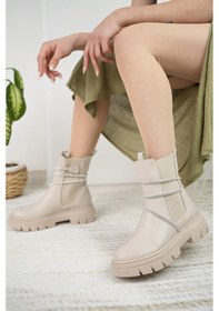 Resim Nesil Shoes Fncy 205 Bej Çift Lastikli Kadın Bot-bej Bej 