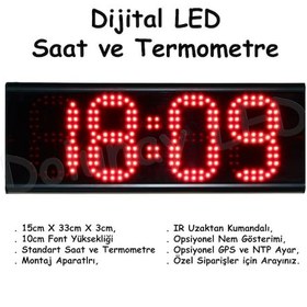 Resim Dijital Led Saat Termometre 10Cm Font Çok Renkli 