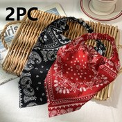 Resim 1 adet-2 adet Yeni Stil Turban Başlık, Örme Çiçek Baskılı Şifon Başlık, Basit Geniş Elastik Başlık Başlık Üçgen Eşarp Normal Saçlar için 