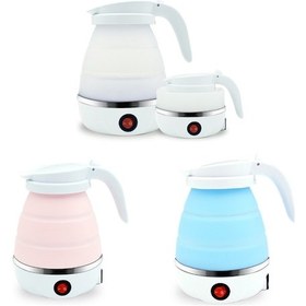 Resim Ev Seyahat Ab Tak 220v Mavi İçin Taşınabilir Katlanır Silikon Elektrikli Su Isıtıcısı 