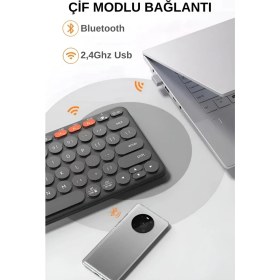 Resim HP K231 Çift Modlu Kablosuz 2.4ghz & Bluetooth V5.0 Şarj Edilebilir Sessiz Q Klavye Gri (Ramwhite Türkiye Garantili) 