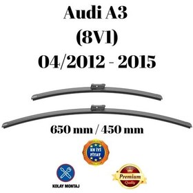 Resim Audi A3 8v1 2012 2013 2014 2015 Uyumlu Ön Cam Muz Tipi Silecek Süpürgesi Seti 650/450mm Silbak 