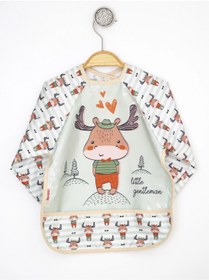 Resim DYZSTAR Geyik Desenli Sıvı Geçirmez Uzun Kollu Unisex Bebek Mama ve Aktivite Önlüğü 6-24 Ay 
