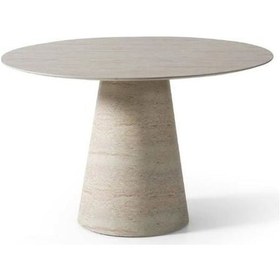 Resim Lucca Yuvarlak Traverten Masa, Konik 120x120 Traverten 