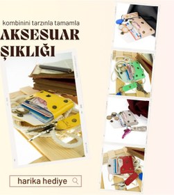 Resim Miaju Açık Yeşil, Soru İşareti Desenli, İsme Özel, Cüzdan Ve Anahtarlık Set, Arkadaşa Hediye Aksesuar Açık Yeşil 