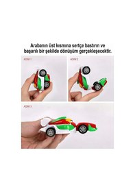 Resim Çarpınca Dönüşen Katlanabilir Oyuncak Yarış Arabası - Pilsiz Darbeye Dayanıklı Akrobat Araba Çok Renkli 