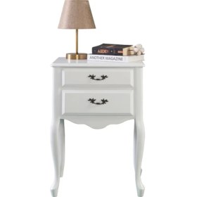 Resim Roys Ahşap B3547 Beyaz Çift Çekmeceli Komodin Telefonluk 