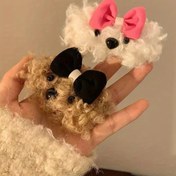 Resim Klasik Şirin Papyon Saç Klipsi - Flanel Kumaş, Çizgi Film Köpek Papyon Tasarımı, Tek Parça, Kadınlar için Renk Eşleşen Saç Bantı, Kış Saç Aksesuarı 