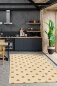 Resim Homshtag Portakal Desenli Dokuma Tabanlı Yıkanabilir Dekoratif Ev Halısı 