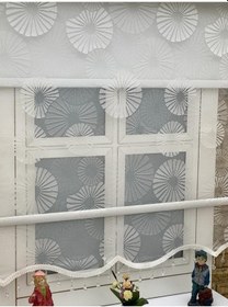 Resim Ekru Spor Desenli Çift Mekanızmalı Tül Stor Perde (125401071) 