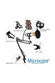 Resim Microcase 3in1 Hareketli Tasarım Profesyonel Mikrofon Standı + Pop Filtre + Telefon Tutucu - Al2552 