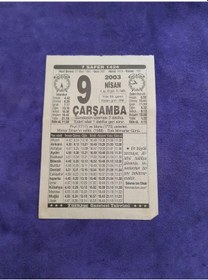Resim 9 Nisan 2003 Takvim Yaprağı - Nostaljik Koleksiyonluk Takvim Yaprağı 